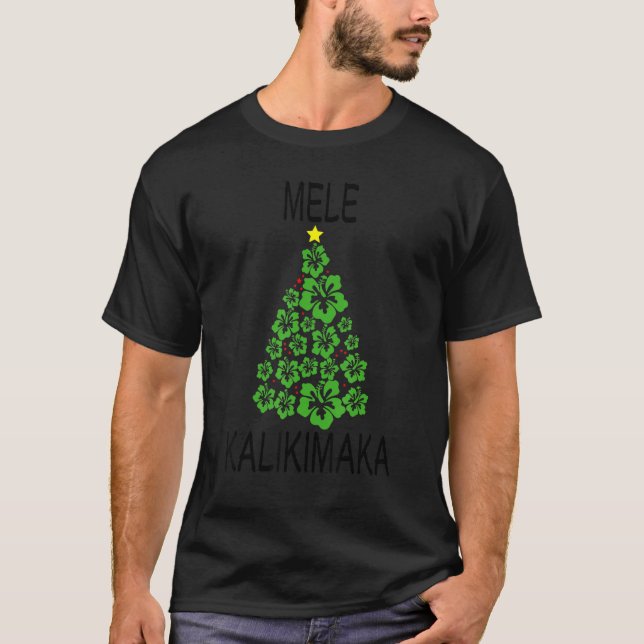 Mele Kalikimaka Hawaiianischer Weihnachtsbaum T-Shirt (Vorderseite)