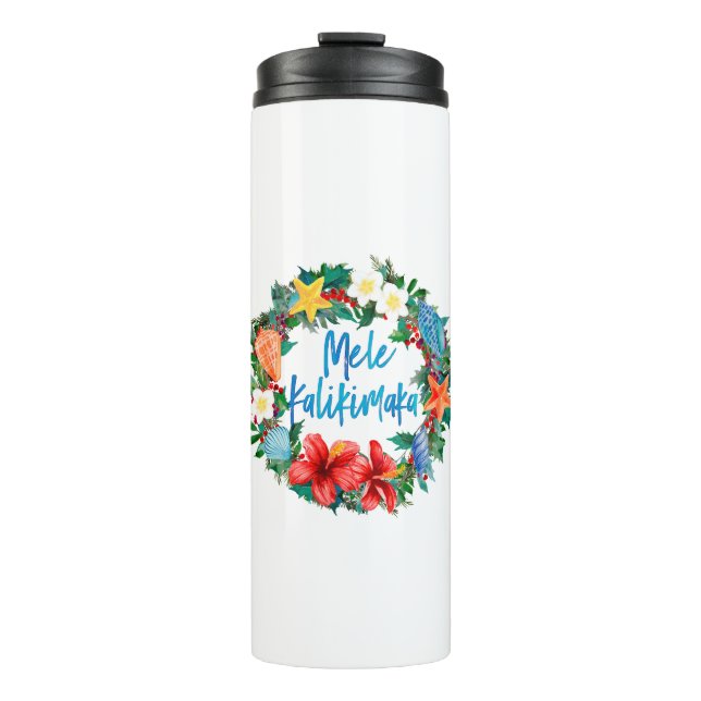 Mele Kalikimaka Hawaiianischer Weihnachtskranz Thermosbecher (Vorderseite)