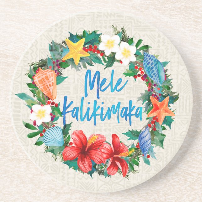 Mele Kalikimaka Hawaiianischer Weihnachtskrieg Getränkeuntersetzer (Vorne)
