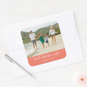 Mele Kalikimaka Hawaiianisches Weihnachtsfoto Quadratischer Aufkleber
