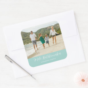 Mele Kalikimaka Hawaiianisches Weihnachtsfoto Quadratischer Aufkleber