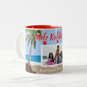 Mele Kalikimaka Hawaiianisches Weihnachtsstrand Fo Zweifarbige Tasse