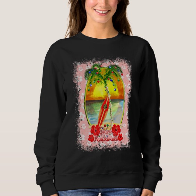 Mele Kalikimaka Hawaiianisches Weihnachtssurfen Sweatshirt (Vorderseite)