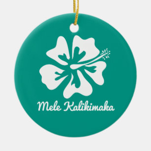 Mele Kalikimaka hawaiischer Blume Keramik Ornament