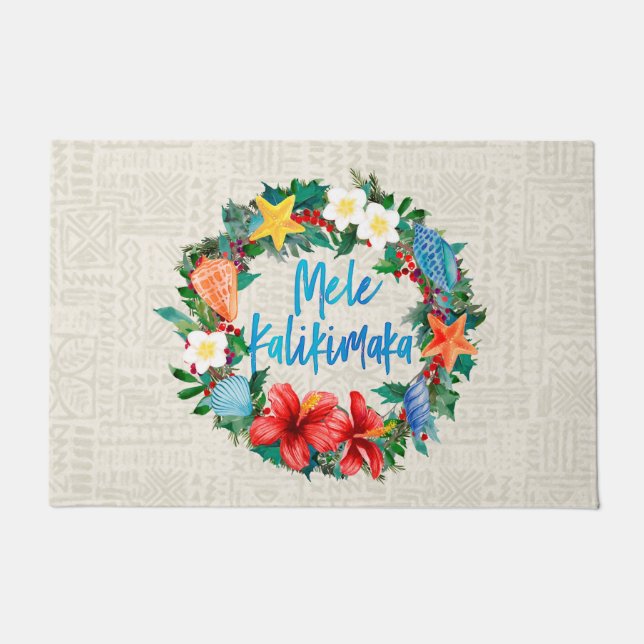 Mele Kalikimaka hawaiischer WeihnachtsKranz Fußmatte (Vorderseite)
