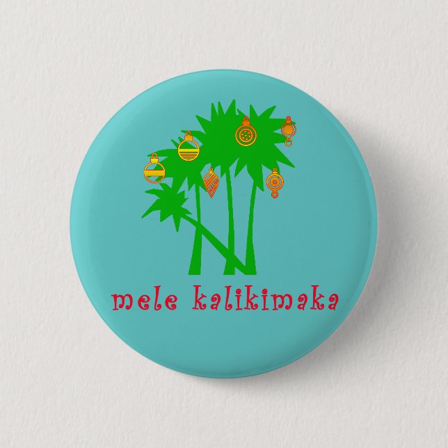 Mele Kalikimaka hawaiisches Weihnachtskleid Button (Vorderseite)