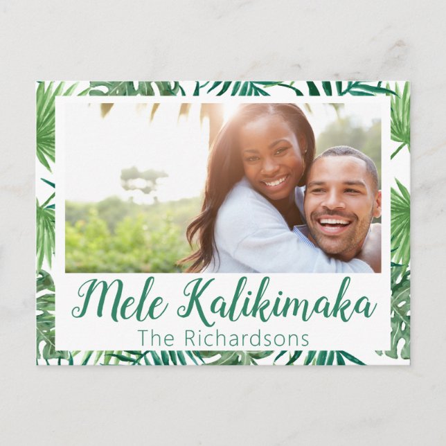 Mele Kalikimaka Holiday Foto Postcard Feiertagspostkarte (Vorderseite)
