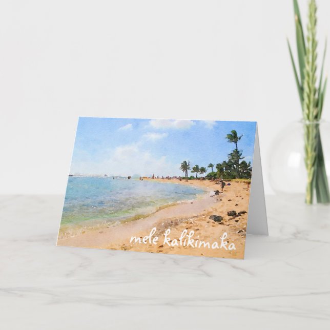 Mele Kalikimaka Kauai Beach Scene Holiday Card Karte (Vorderseite)