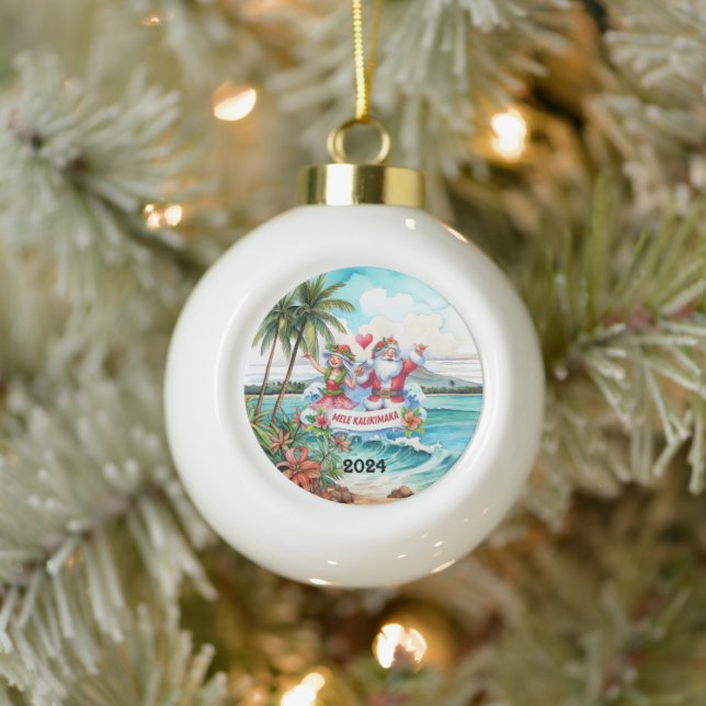 Mele Kalikimaka Keramik Kugel-Ornament (Baum)