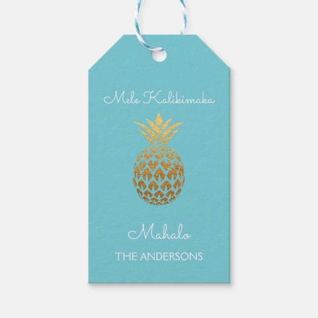 Mele Kalikimaka - Mahalo Ananas Weihnachten Geschenkanhänger (Vorderseite)