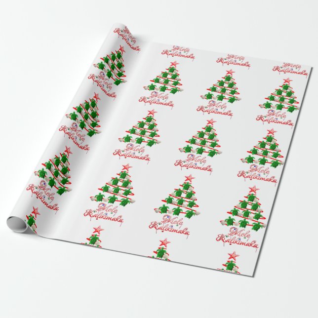 Mele Kalikimaka-Meeresschildkröten Geschenkpapier (Ungerollt)