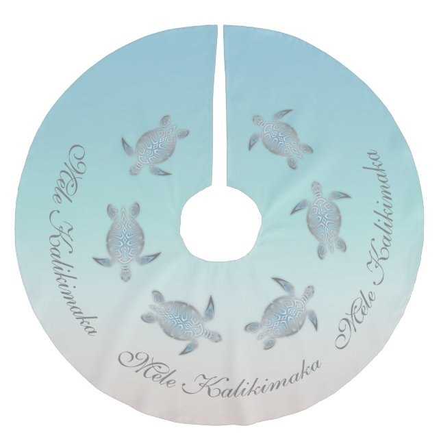 Mele Kalikimaka | Meeresschildkröten | Hawaiianisc Polyester Weihnachtsbaumdecke (Vorderseite)