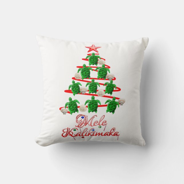 Mele Kalikimaka-Meeresschildkröten Kissen (Vorderseite)
