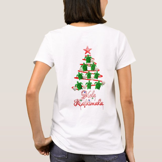 Mele Kalikimaka-Meeresschildkröten T-Shirt (Rückseite)