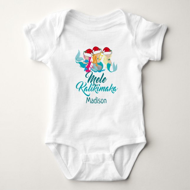 Mele Kalikimaka Mermaid Niedlich Beach Christmas Baby Strampler (Vorderseite)