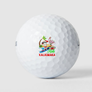 Mele Kalikimaka Merry Xmas Hawaiian Flamingo Santa Golfball
