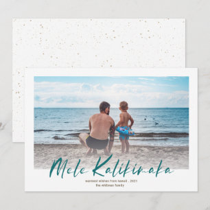Mele Kalikimaka Minimal Foto Weihnachten Aquamarin