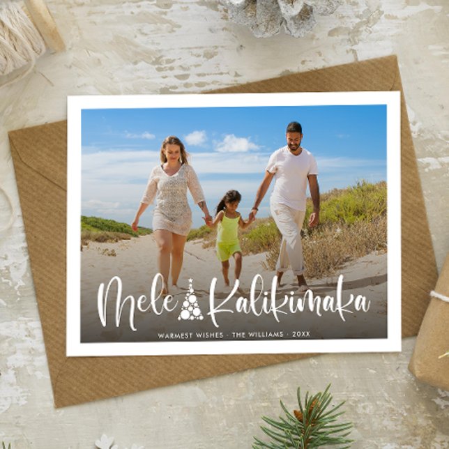 Mele Kalikimaka Modernes Foto Hawaiian Holiday Postkarte (Von Creator hochgeladen)
