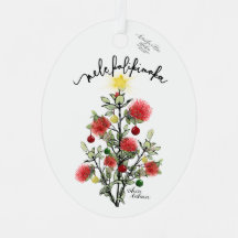 Mele Kalikimaka 'Ohi'a Lehua Metal Ornament