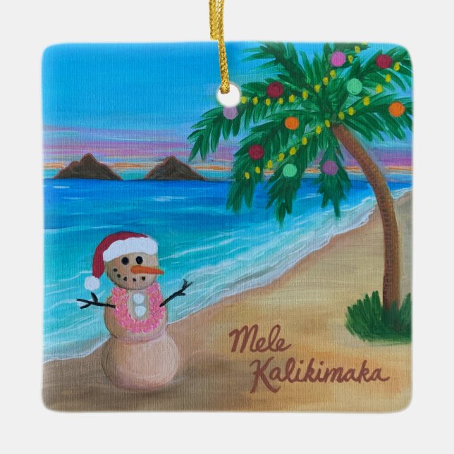 Mele Kalikimaka ornament, Hawaiian Holiday Sandman Keramikornament (Vorderseite)