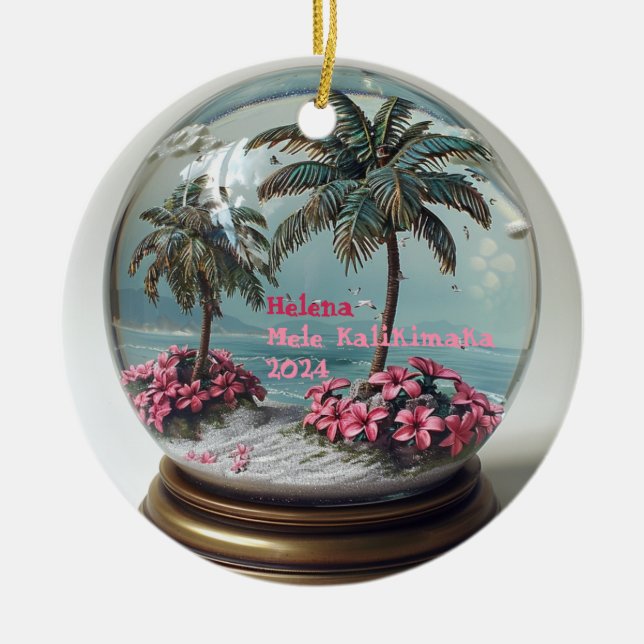 Mele Kalikimaka Ornement personnalisé hawaïen (Devant)
