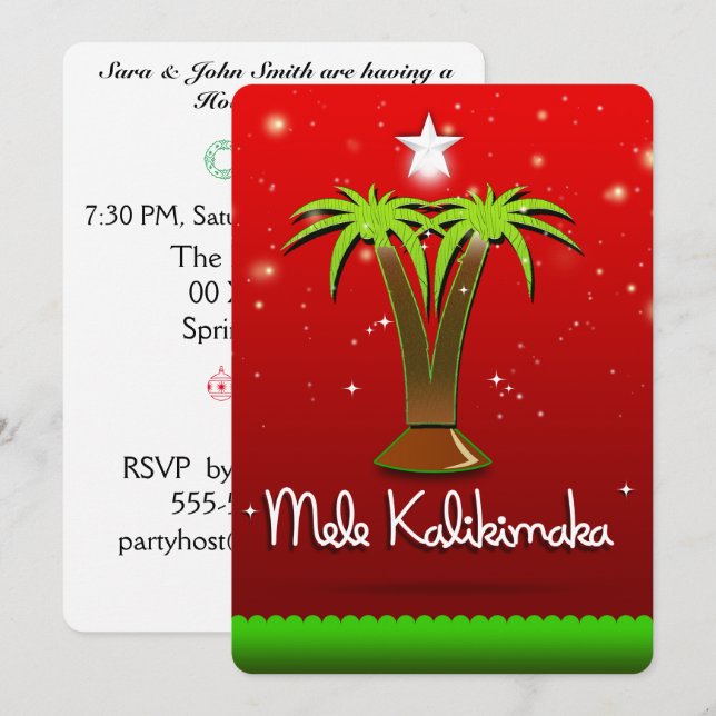 Mele Kalikimaka Palme Tree für Weihnachten Einladung (Vorne/Hinten)