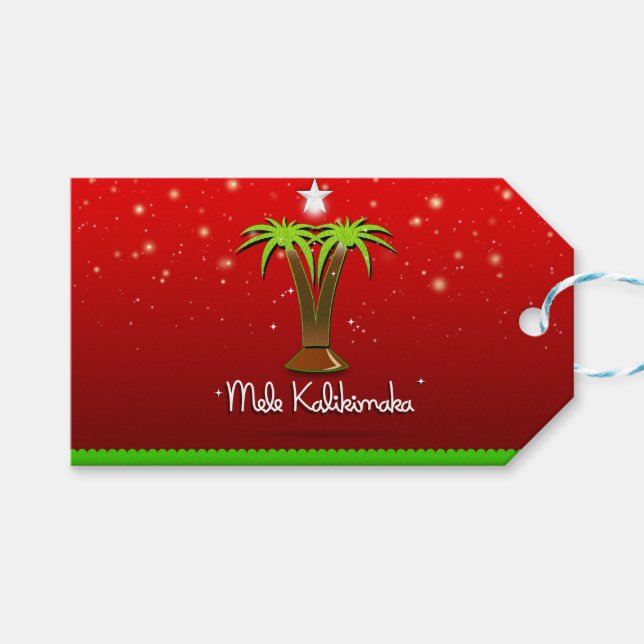 Mele Kalikimaka Palme Tree für Weihnachten Geschenkanhänger (Vorderseite (Horizontal))