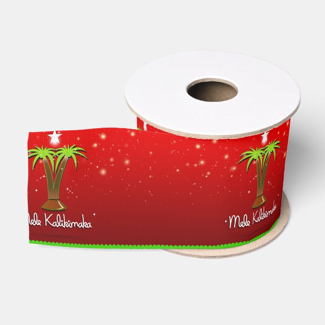Mele Kalikimaka Palme Tree für Weihnachten Ripsband (Spule)