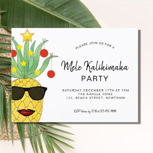 Mele Kalikimaka Party Ananas Einladung Postcar