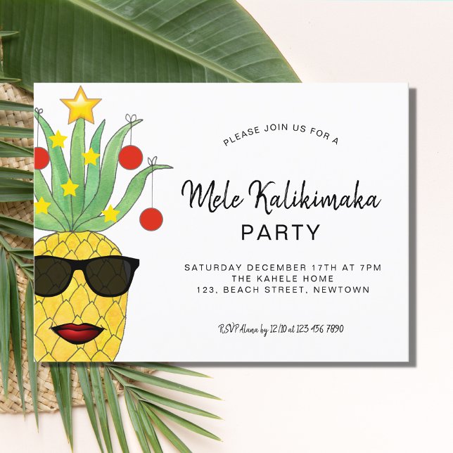 Mele Kalikimaka Party Ananas Einladung Postcar (Von Creator hochgeladen)