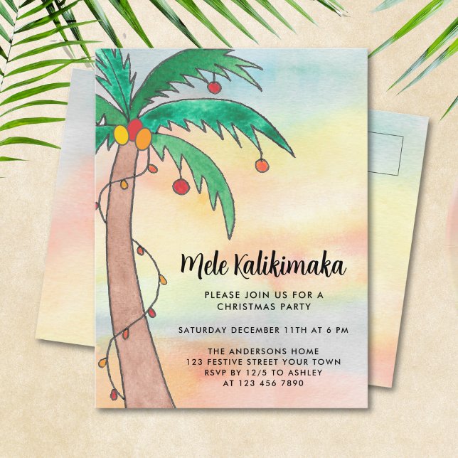 Mele Kalikimaka-Party Einladungspostkarte (Von Creator hochgeladen)