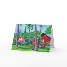Mele Kalikimaka Père Noël sur la carte de vacances