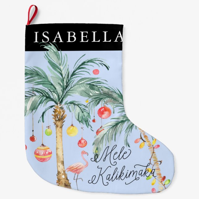 Mele Kalikimaka Personalisierter Strumpf zu Weihna Großer Weihnachtsstrumpf (Vorderseite)