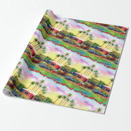 Mele Kalikimaka Plantation Hütte Wrapping Paper Geschenkpapier