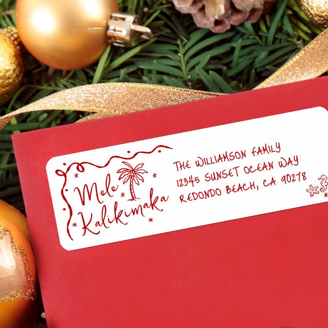 Mele Kalikimaka Red Hand Drawn Christmas Address (Von Creator hochgeladen)