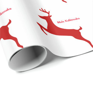 Mele Kalikimaka Red Reindeer Weihnachten Geschenkpapier