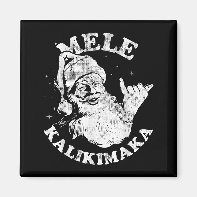 Mele Kalikimaka Retro Hawaii Santa Aloha Christmas Magnet (Vorne)