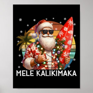 Mele Kalikimaka Retro Santa Rock On Schlafanzug We Poster