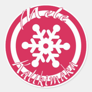 Mele Kalikimaka Rote Schneeflocke Hawaii Briefmark Runder Aufkleber