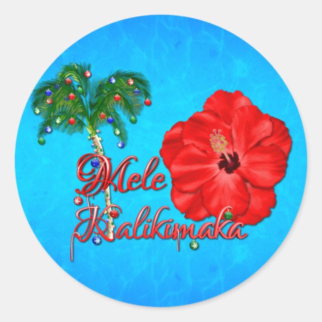Mele Kalikimaka Runder Aufkleber (Vorderseite)