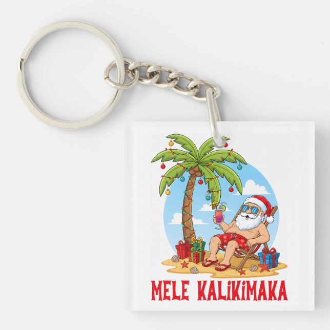 Mele Kalikimaka Santa Christmas Schlüsselanhänger (Vorderseite)