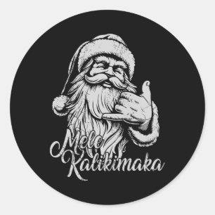 Mele Kalikimaka Santa Claus Hawaiian Christmas Haw Runder Aufkleber