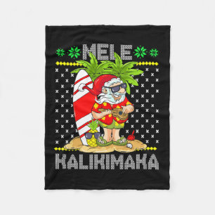 Mele Kalikimaka Santa Claus Surfer Guitar Hawaiian Fleecedecke