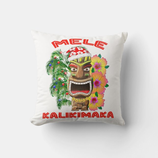 Mele Kalikimaka Santa Claus Tiki Kissen (Vorderseite)