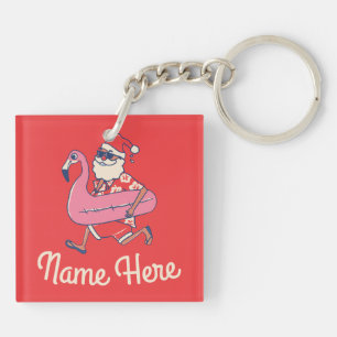 Mele Kalikimaka Santa Flamingo Christmas Abaway Schlüsselanhänger