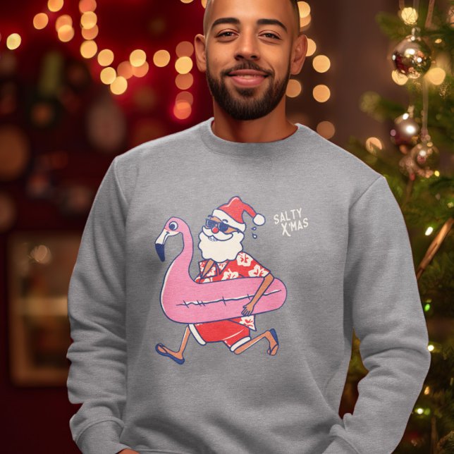 Mele Kalikimaka Santa Flamingo Christmas Abaway Sweatshirt (Mele Kalikimaka Santa Flamingo Christmas Getaway Sweatshirt)