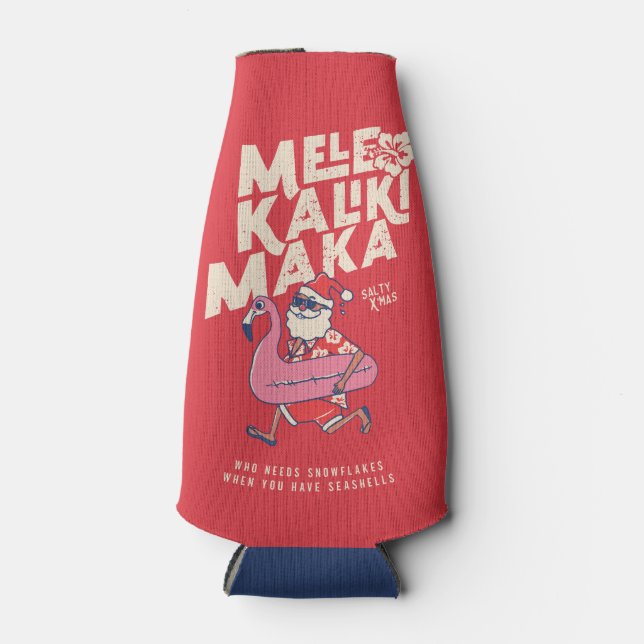 Mele Kalikimaka Santa Flamingo Christmas Getaway B Flaschenkühler (Vorderseite)