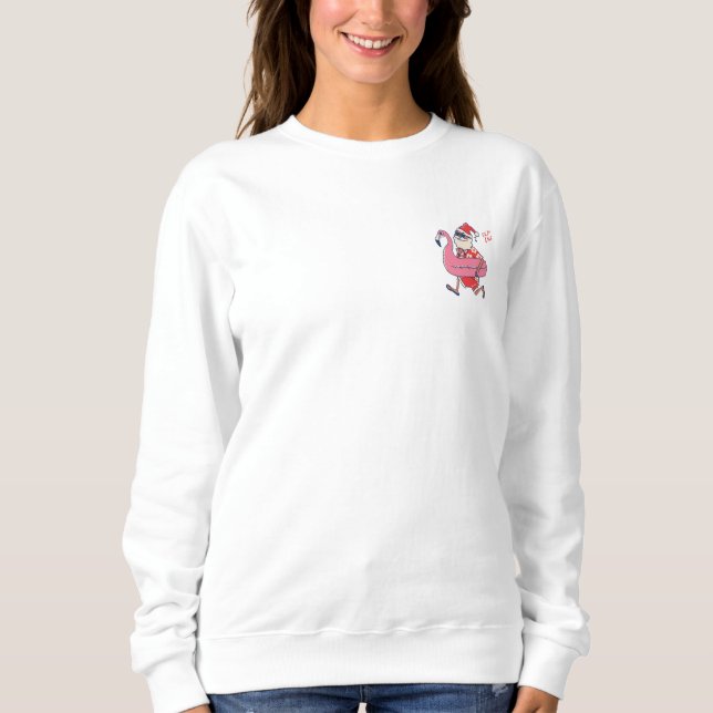 Mele Kalikimaka Santa Flamingo Christmas Getaways Sweatshirt (Vorderseite)