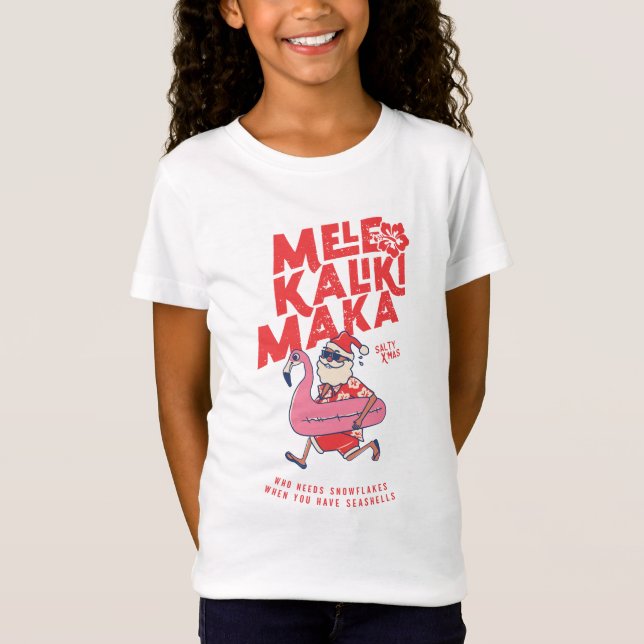 Mele Kalikimaka Santa Flamingo Christmas Getaways T-Shirt (Vorderseite)