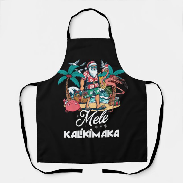 Mele Kalikimaka Santa Flamingo Tropical Christmas Schürze (Vorderseite)